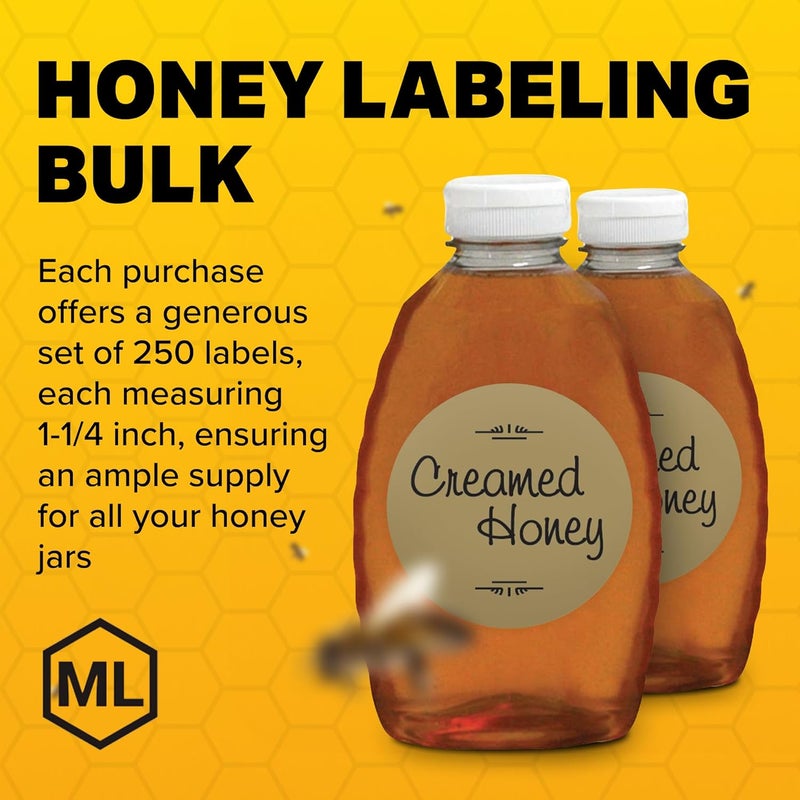 Mann Lake Gold Foil Honey Jar Labels, Multi-Surface Applicable, Easy-to-Apply, Boost Honey Sales, 250 Premium Creamed Honey Labels (1-1/4 inch) - Image 4