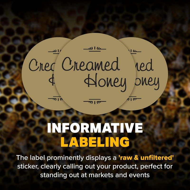 Mann Lake Gold Foil Honey Jar Labels, Multi-Surface Applicable, Easy-to-Apply, Boost Honey Sales, 250 Premium Creamed Honey Labels (1-1/4 inch) - Image 3