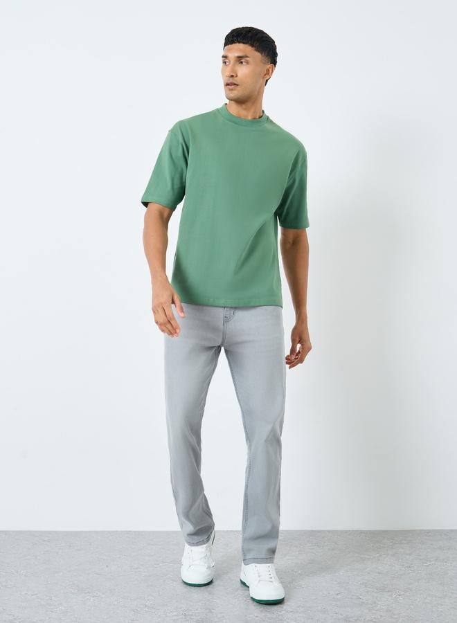 Styli Solid Oversized Crew Neck Heavy Weight T-Shirt - Image 3