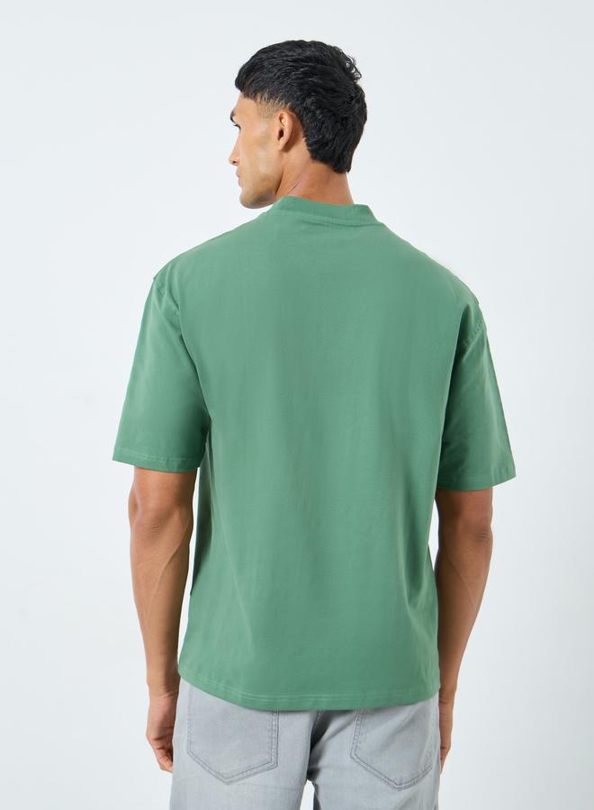 Styli Solid Oversized Crew Neck Heavy Weight T-Shirt - Image 4