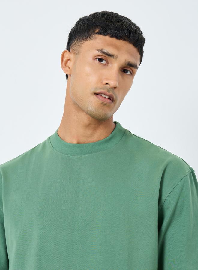 Styli Solid Oversized Crew Neck Heavy Weight T-Shirt - Image 2