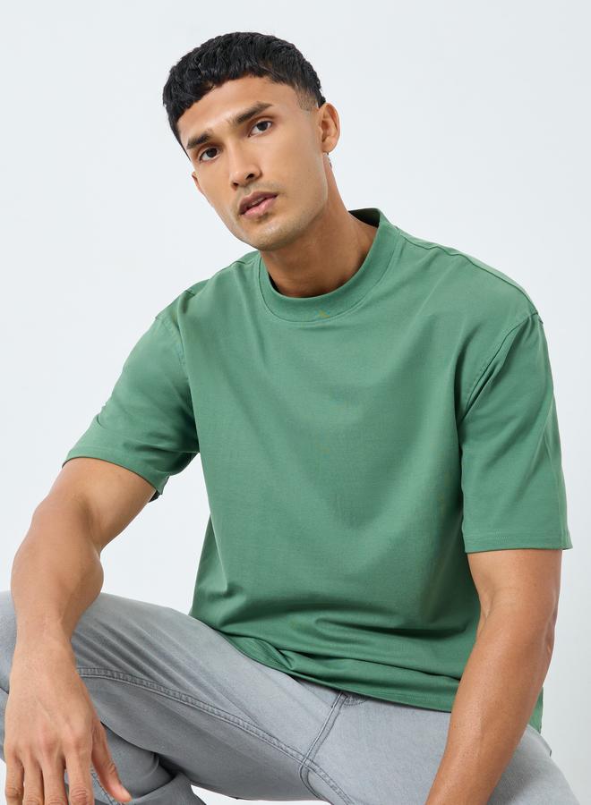 Styli Solid Oversized Crew Neck Heavy Weight T-Shirt - Image 1