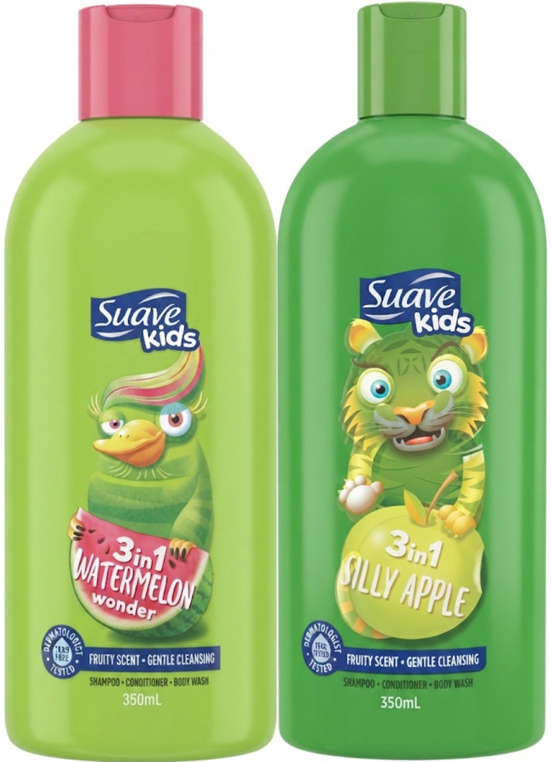 3 in 1 (Watermelon Wonder & Silly Apple) Shampoo - Conditioner - Body Wash 350ml