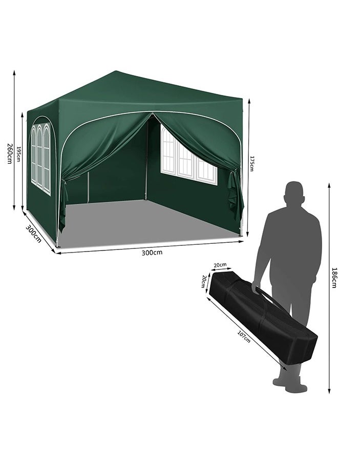 Arabest Party Tent , 3 x 3 m Garden Gazebo with Side Walls, Folding Pop Up Gazebo for Outdoor Market, Sun Shade with Semi-Circle Roof  - Image 5