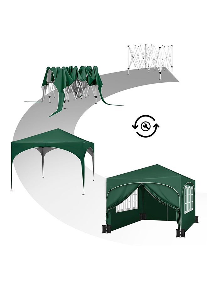 Arabest Party Tent , 3 x 3 m Garden Gazebo with Side Walls, Folding Pop Up Gazebo for Outdoor Market, Sun Shade with Semi-Circle Roof  - Image 3