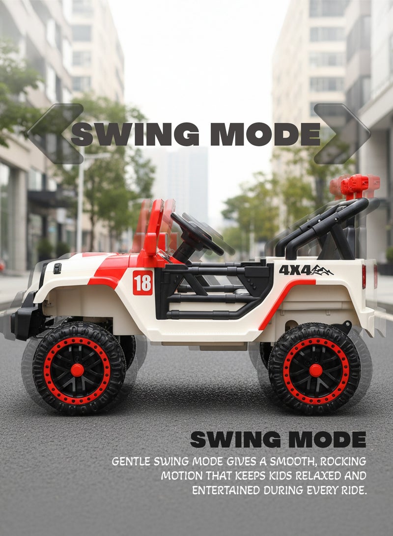 BAYBEE Battery Operated Jeep for Kids Rechargeable Battery Car for Kids with Music Led Light Ride On Kids Car Jeep Childrens Car Racing Baby Car Electric Car for Kids Children 2 to 5 Years Boy Girl White Red - Image 4