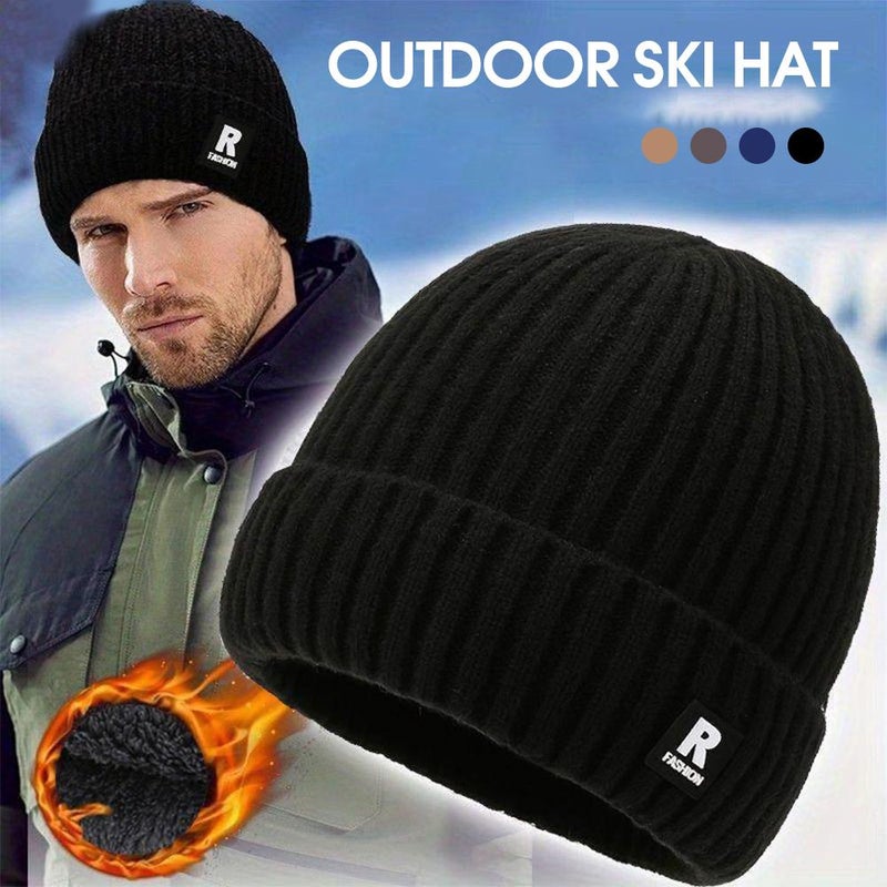 Autumn/Winter Fleece-Lined Thick Knitted Hat for Men, Large Head Circumference, Adult Pullover Hat with Earflaps, Warm and Cold-Proof, Outdoor Ski Hat - Image 3
