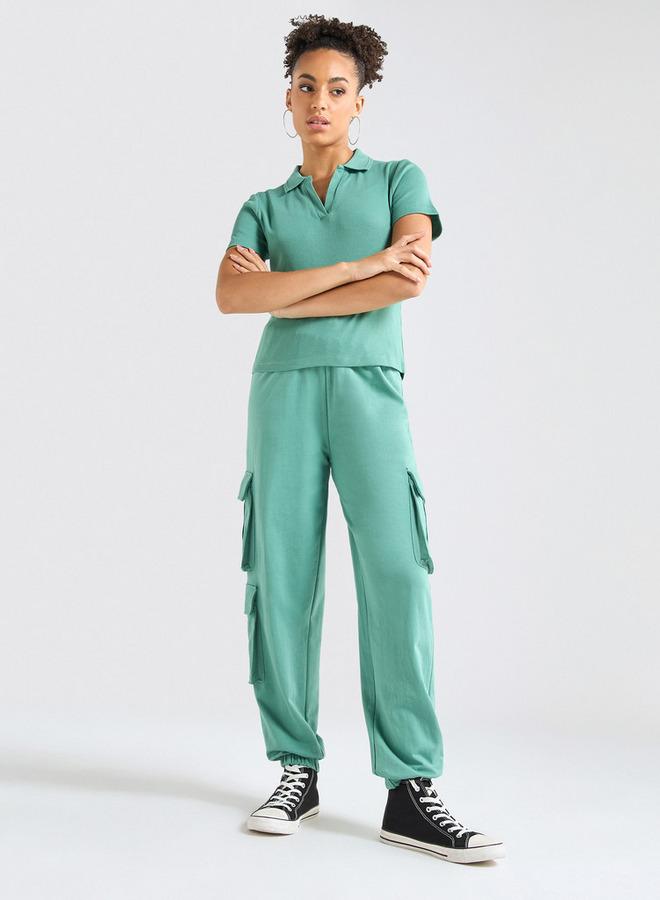 Splash FAV Textured Polo T-shirt and Cargo Joggers Set - Image 2