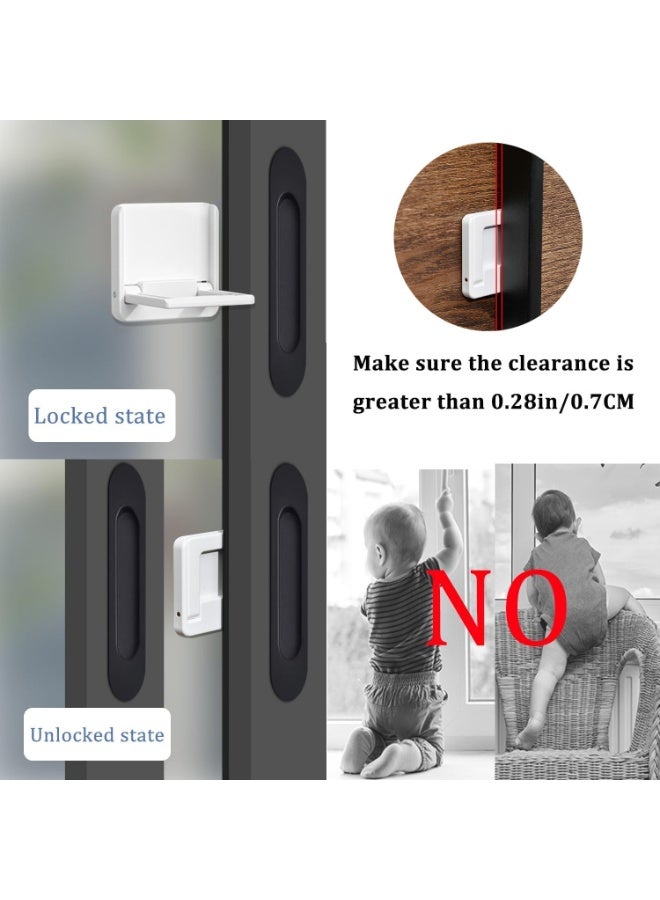 fantasize 6pcs Adjustable Sliding Door Window Locks, Sliding Glass Door Child Lock, Foldable Sticky Safety Non Punching Grip Sticker for Slide Window Closet Cabinet Glass Doors - Image 5