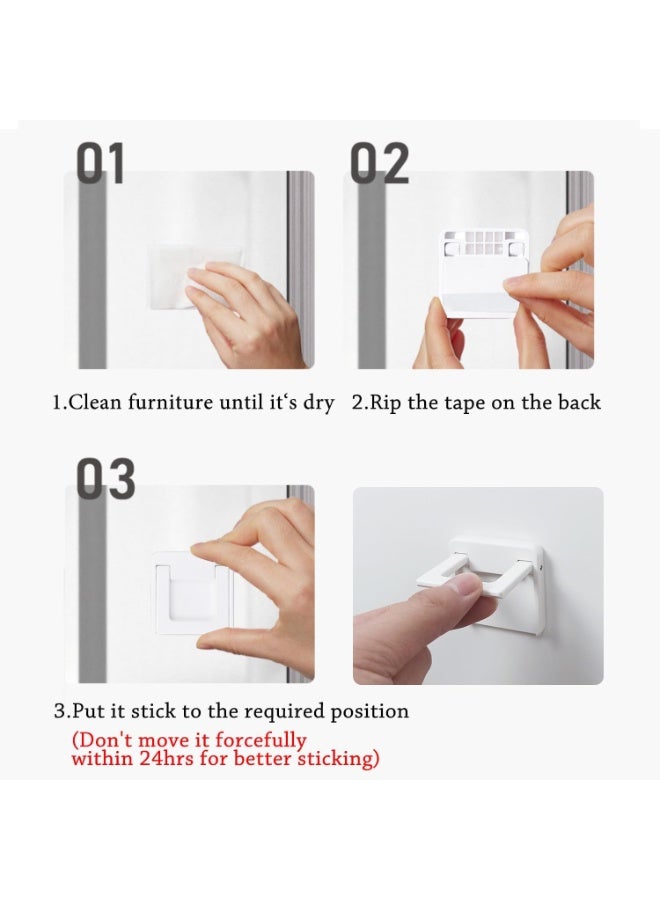 fantasize 6pcs Adjustable Sliding Door Window Locks, Sliding Glass Door Child Lock, Foldable Sticky Safety Non Punching Grip Sticker for Slide Window Closet Cabinet Glass Doors - Image 4