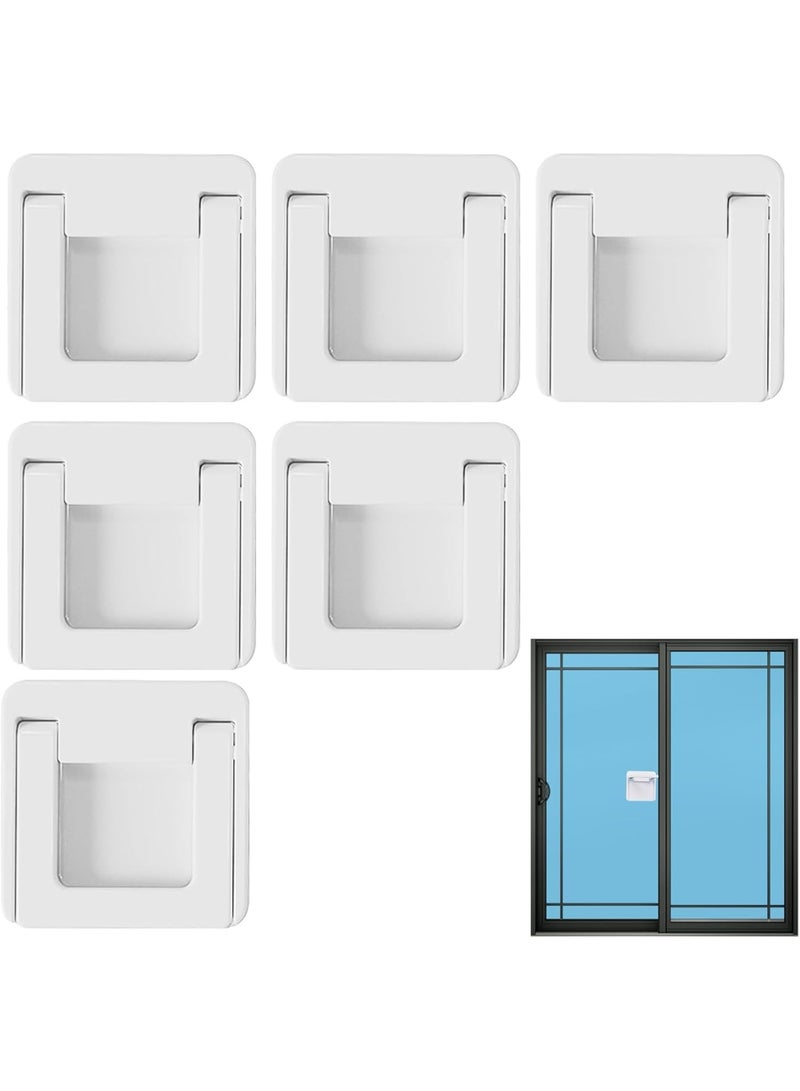 fantasize 6pcs Adjustable Sliding Door Window Locks, Sliding Glass Door Child Lock, Foldable Sticky Safety Non Punching Grip Sticker for Slide Window Closet Cabinet Glass Doors - Image 1