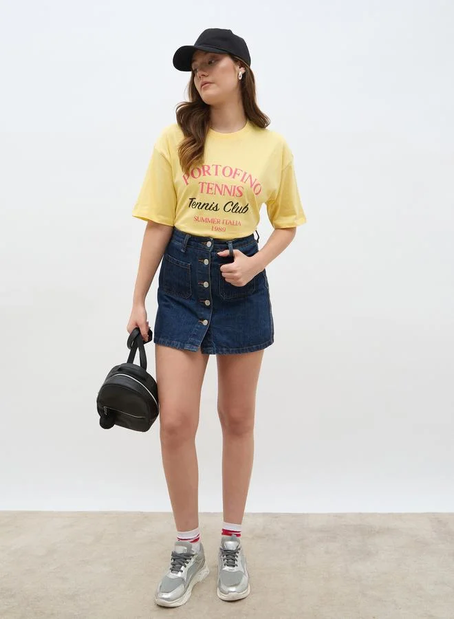 ستايلي Styli Slogan Print Oversized T-Shirt