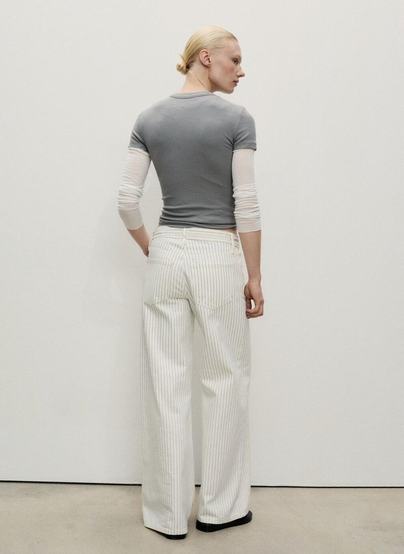 MANGO Stripes And Belt Wideleg Jeans  - Image 2