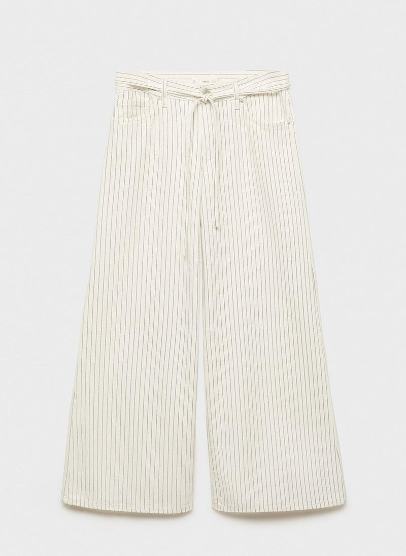 MANGO Stripes And Belt Wideleg Jeans  - Image 5