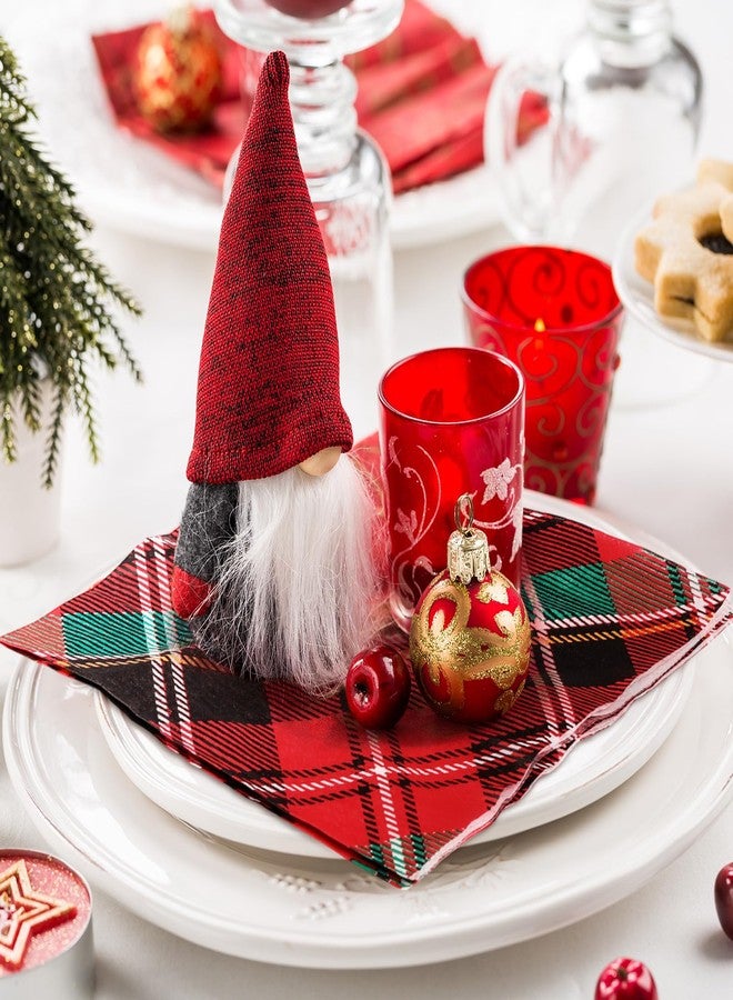 Filltouch 50 Pcs Christmas Plaid Paper Napkins Christmas Cocktail Party Napkins Decorative Disposable Holiday Party Supplies for Xmas Luncheon Dinner Beverage Table Decor - Image 4