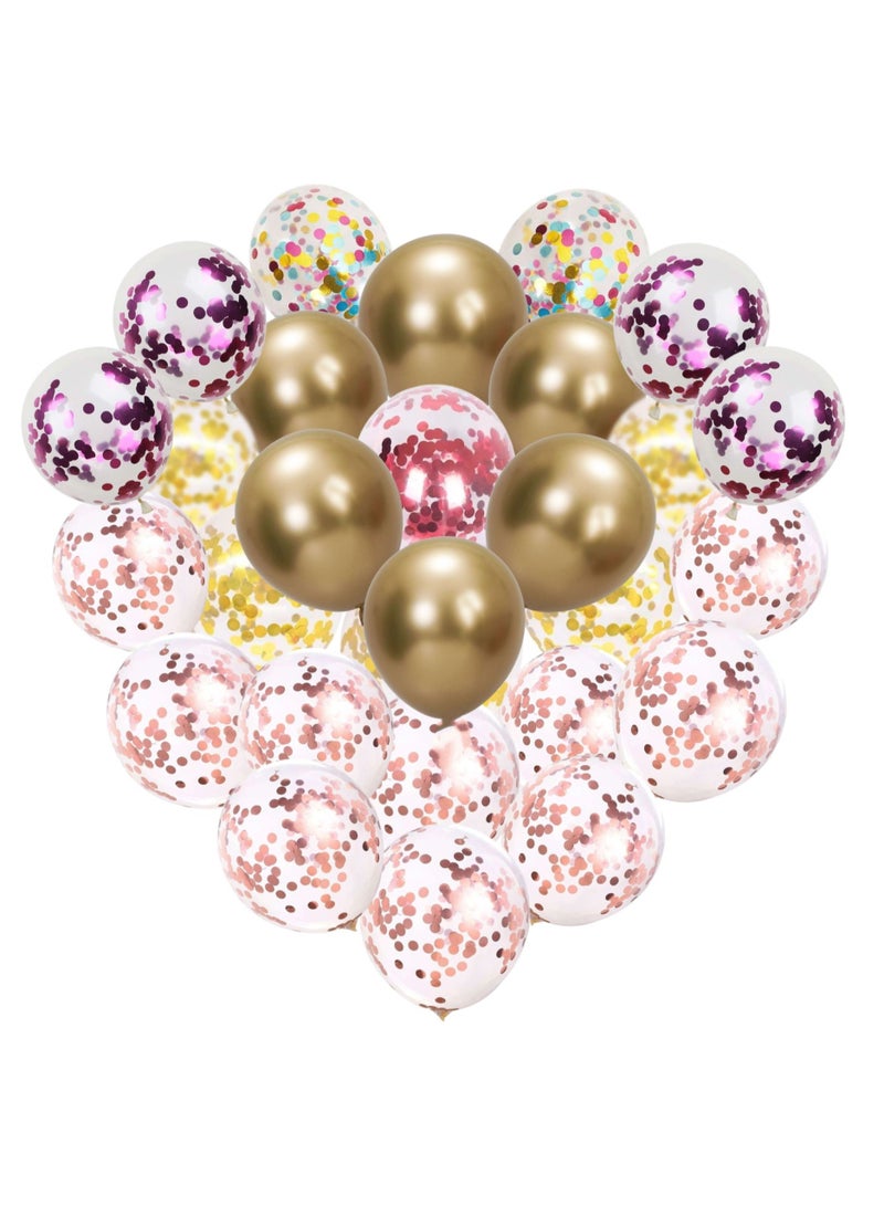 28 قطعة من بالونات اللاتكس الذهبية مع بالونات لاتكس كوفيتي متعددة الألوان (12 بوصة) لديكور الحفلات - Image 1