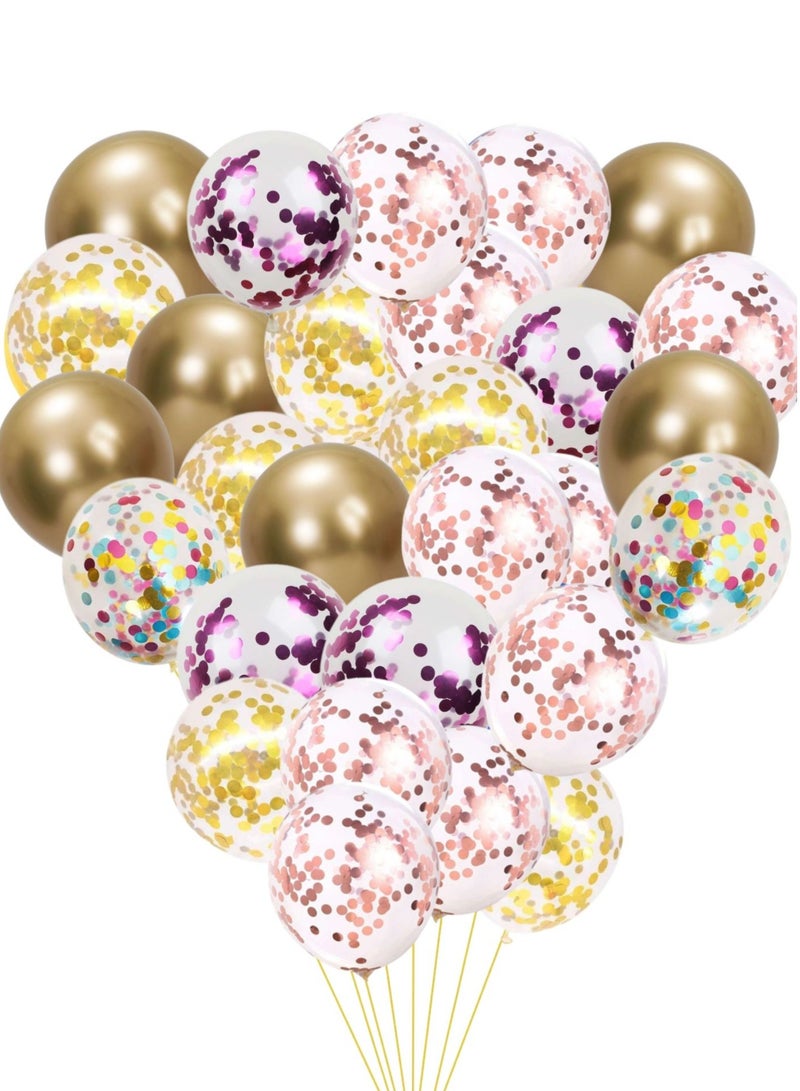 28 قطعة من بالونات اللاتكس الذهبية مع بالونات لاتكس كوفيتي متعددة الألوان (12 بوصة) لديكور الحفلات - Image 2