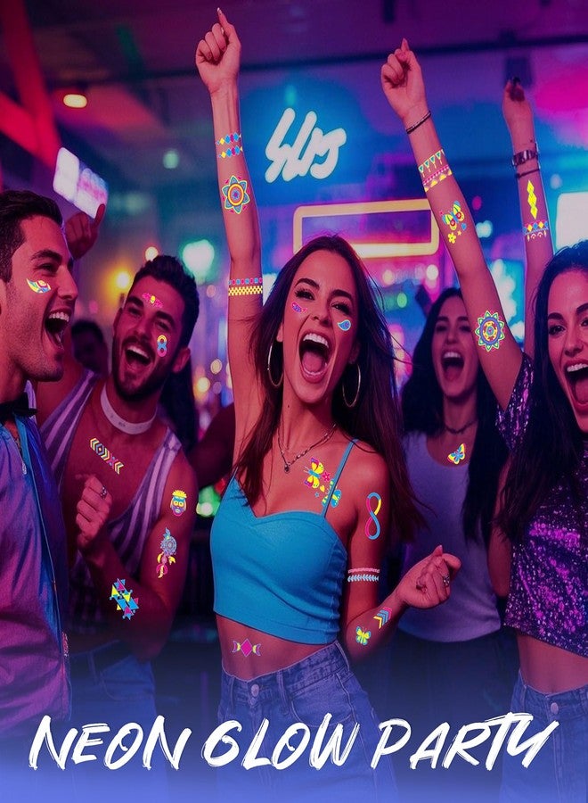 TATUWST Glow in the Dark Tattoos 172 PCS - Glow in the Dark Party Supplies, Neon Body Paint Be UV Blacklight Reactive Face Temporary Tattoos for Adults, Teens | Neon Accessories, Party Favors & Decorations - Image 5