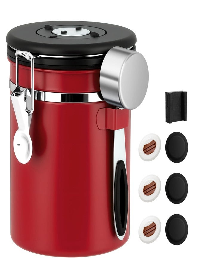 ShanSon Coffee Canister Airtight Coffee Container Stainless Steel Coffee Bean Storage Container with Scoop Coffee Canister for Beans Grounds Sugar Flour Tea Cereal,16OZ,Red - Image 1