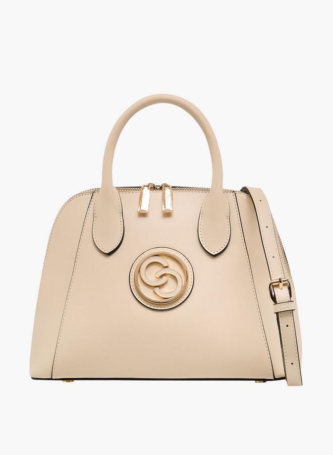 سيليست حقيبة يد بشعار مع مقبض وإغلاق بسحاب - Image 1