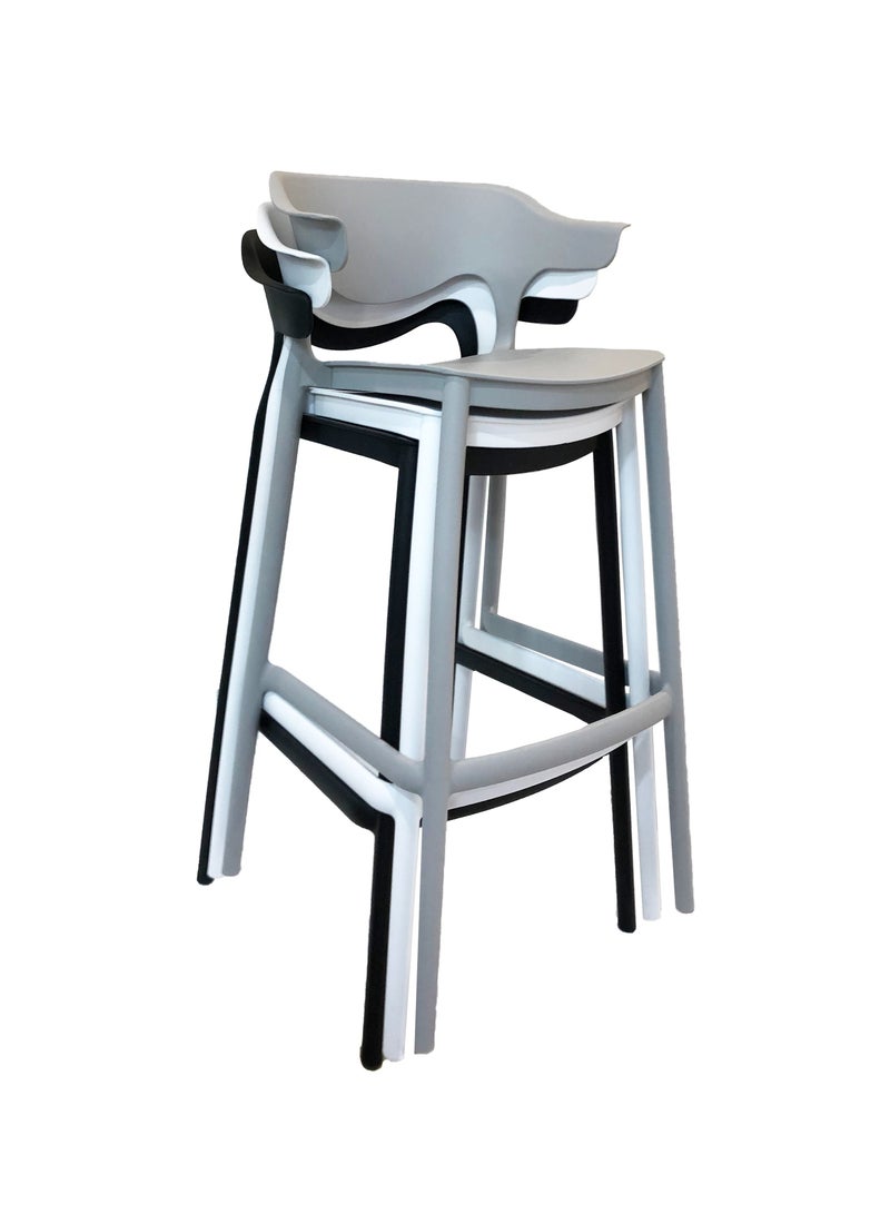 JILPHAR FURNITURE كرسي بار عالي الجودة قابل للتكديس JP1240b أبيض  - Image 5
