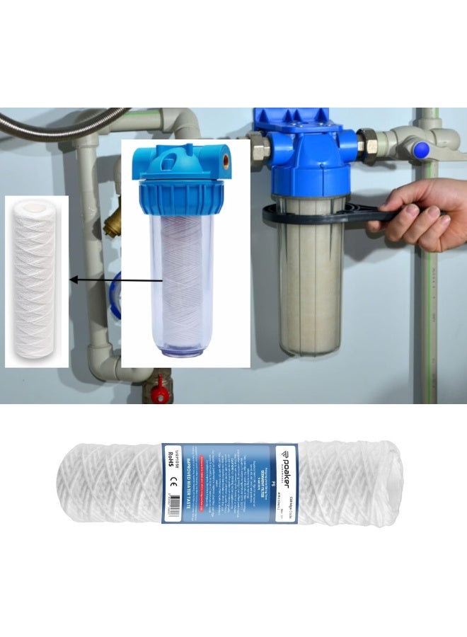 Poaker 10" Polypropylene Cotton Sponge Replacement Cartridges - Universal Pre-filter Yarn Sediment for Standard RO Systems (COTTON YARN 90 GRAM, 1) - Image 5