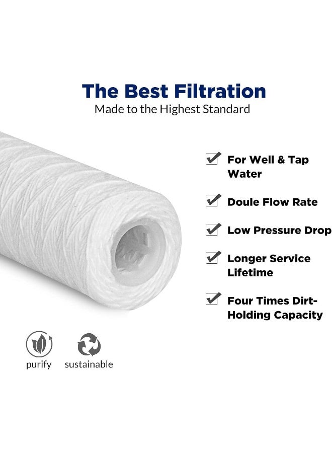 Poaker 10" Polypropylene Cotton Sponge Replacement Cartridges - Universal Pre-filter Yarn Sediment for Standard RO Systems (COTTON YARN 90 GRAM, 1) - Image 3