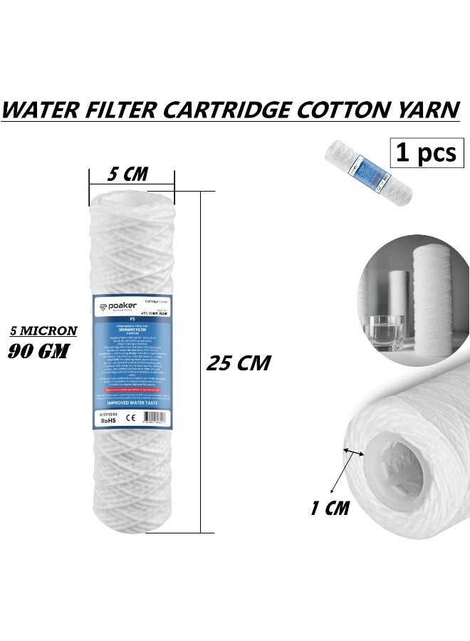 Poaker 10" Polypropylene Cotton Sponge Replacement Cartridges - Universal Pre-filter Yarn Sediment for Standard RO Systems (COTTON YARN 90 GRAM, 1) - Image 2