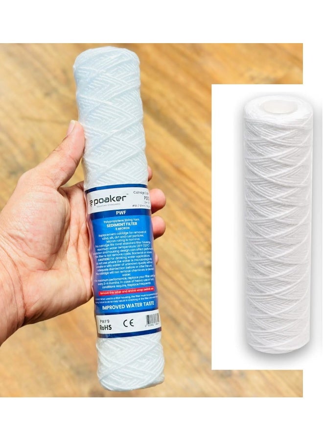 Poaker 10" Polypropylene Cotton Sponge Replacement Cartridges - Universal Pre-filter Yarn Sediment for Standard RO Systems (COTTON YARN 90 GRAM, 1) - Image 4
