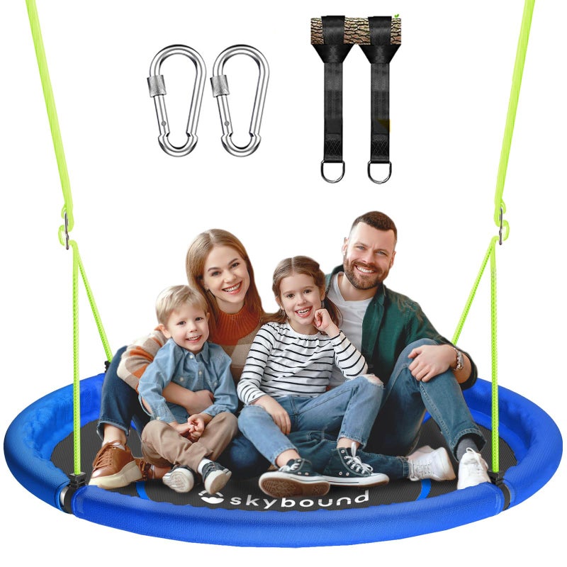 SKYBOUND 43 Tree Swing 600LB Weight Capacity with Hanging Carabiners Waterproof Flying Saucer Swing for Kids Adults Durable Outdoor Disc Swing for Backyard Camping Blue - Image 2