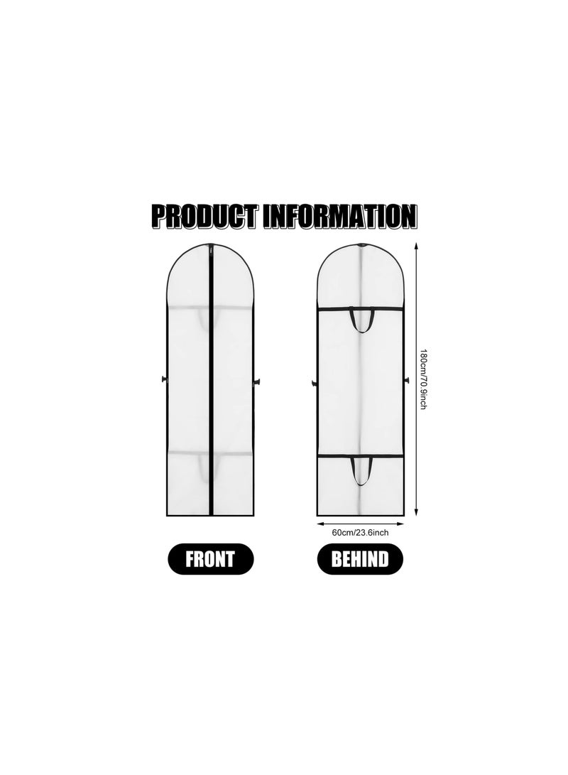 SOLARAE Long Garment Bags with Zipper (60x180 cm) - Waterproof, Anti-Mite, Breathable PEVA Clothes Covers for Dresses and Suits, Mildew-Proof, Pet-Hair-Proof, Ideal for Storage and Travel (2 Pack) - Image 4