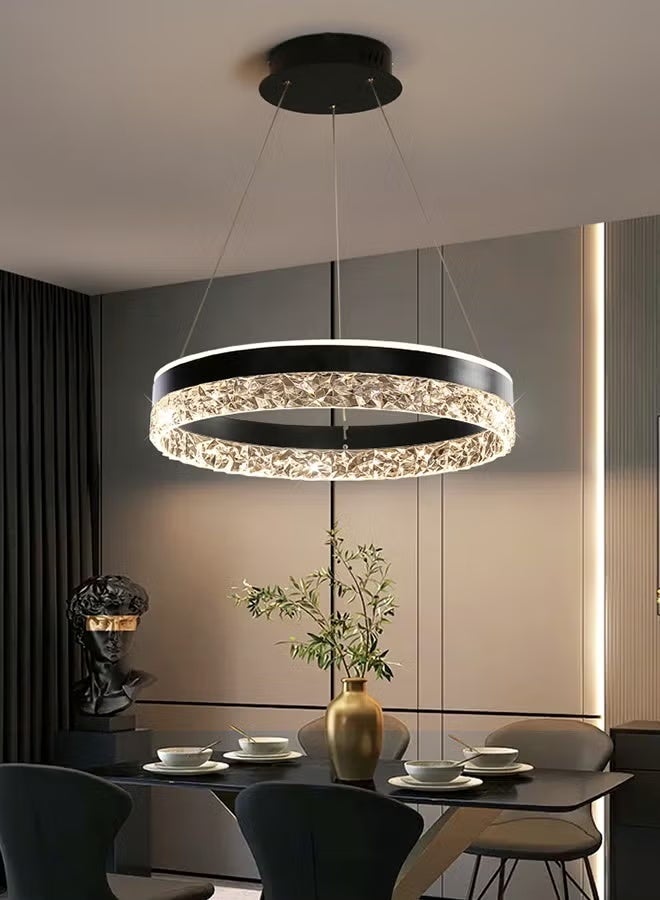 Modern LED Chandelier with Remote Dimming | Adjustable Acrylic Ring Design | Pendant Light for Kitchen, Dining & Living Room | Ideal for Arabic Interiors - Image 1
