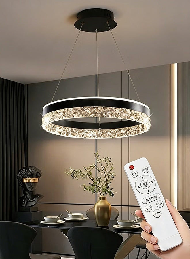 Modern LED Chandelier with Remote Dimming | Adjustable Acrylic Ring Design | Pendant Light for Kitchen, Dining & Living Room | Ideal for Arabic Interiors - Image 2