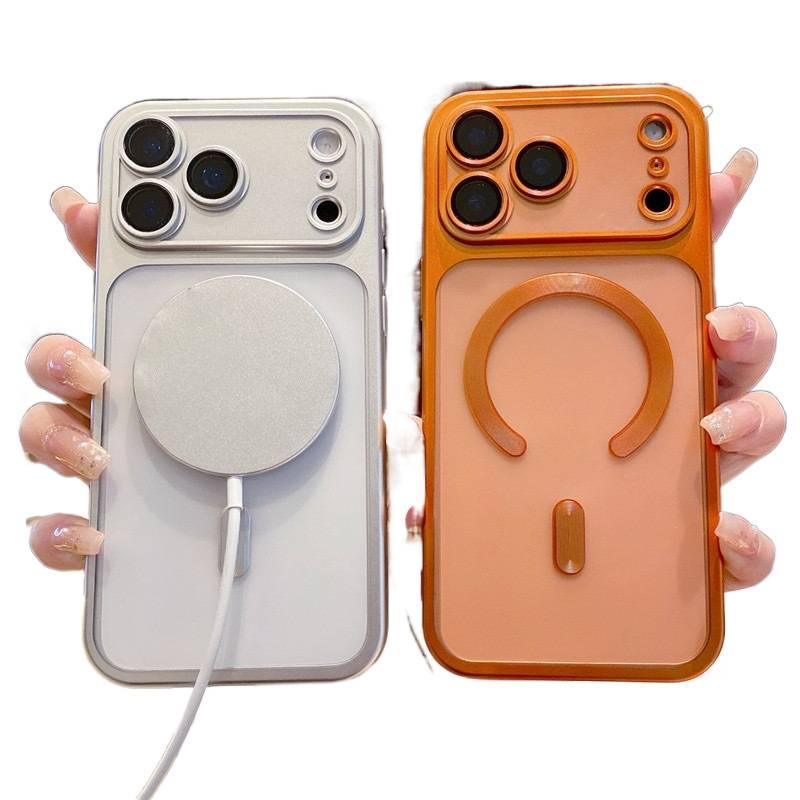MS غطاء واقي بTPU لـ iPhone 12 مع حماية من السقوط ومقاوم لبصمات الأصابع مع مقاوم للصدمات مع مغناطيس قوي مع طلاء كهربائي غير لامع باللون برتقالي مغناطيسي من مادة TPU - Image 5
