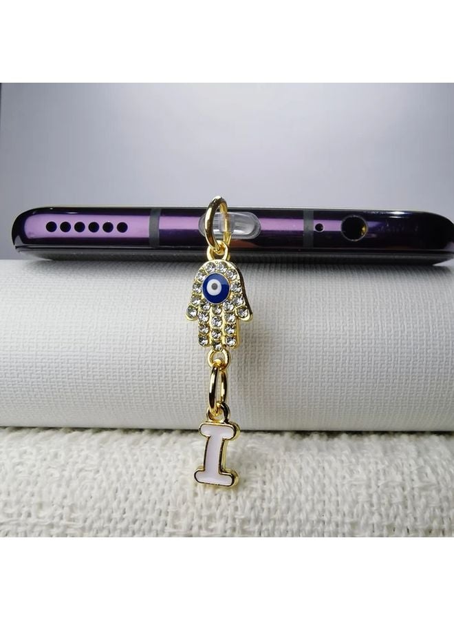 Devil Eye Flower Letter I Phone Dust Plug for iPhone 5 to 14 Models - Image 1