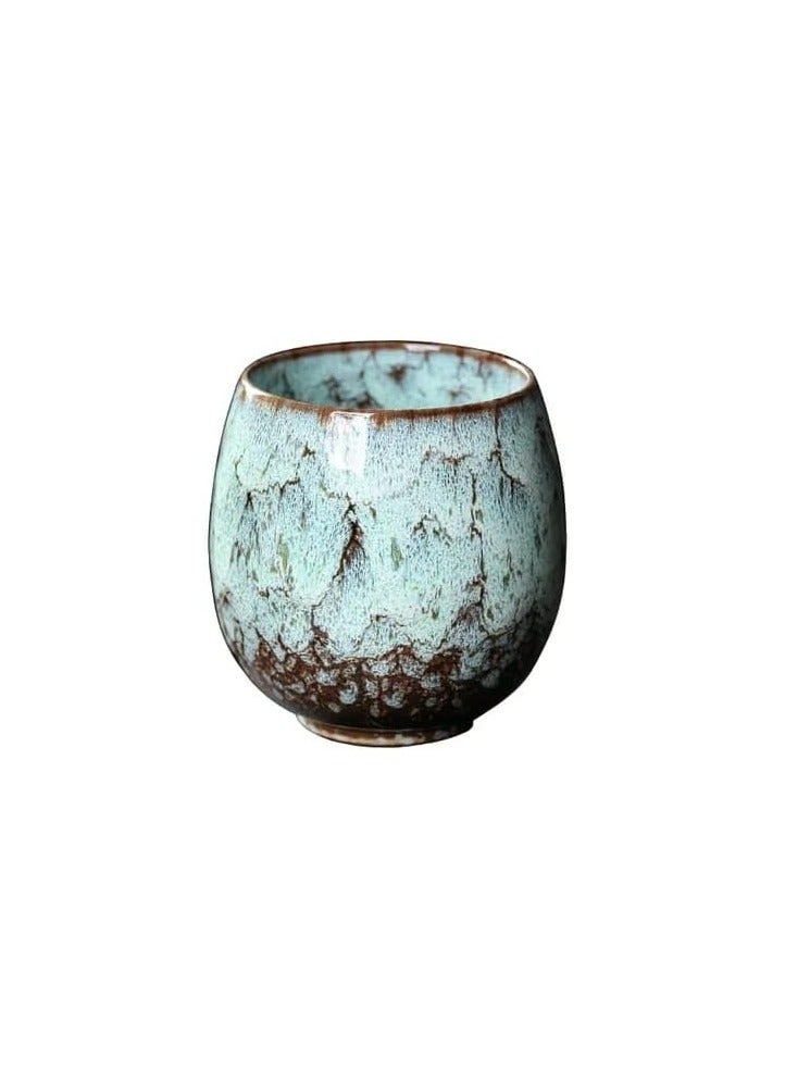 Liying Vintage Shine Ceramic Coffee Cup 150ml, Handmade Art design cup for coffee, Cappuccino, Tea (Green) - Image 1
