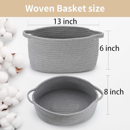 Happyiren Cute Woven Storage Basket with Handle Baskets for Gifts Empty Gift Baskets for Valentines Day Birthday Baby Shower Raffle Burr Fundraiser Decorative Organizer Box for Baby Toy Pet - Image 3