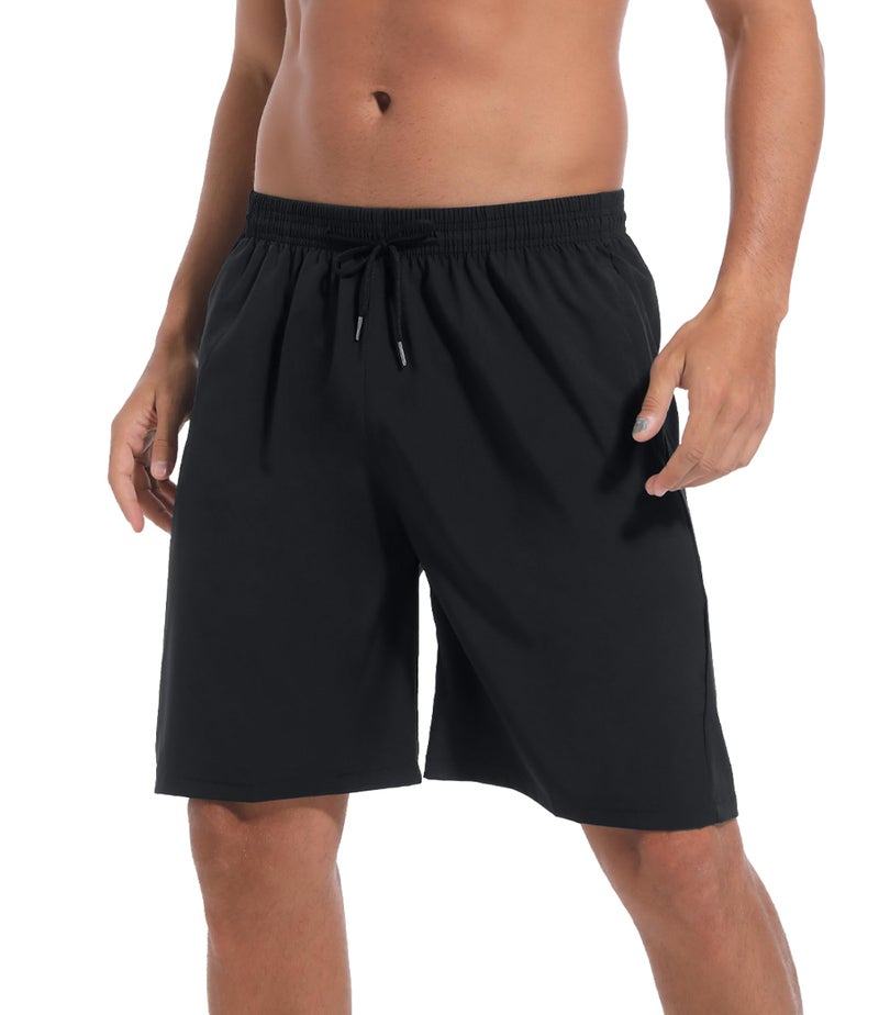 Kinglaman 5 Pack Mens Athletic Gym Workout Shorts Quick Dry Basketball Running Lightweight Shorts with Pockets 3 Black 1 Blue 1 Gray Large - Image 2