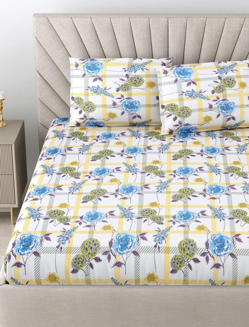 Bombay Dyeing King Size Cotton Bedsheet 164 Thread Count, Soft & Breathable, King Size: 274cm x 274cm with 2 Pillow Covers - FKA2413 - Image 1