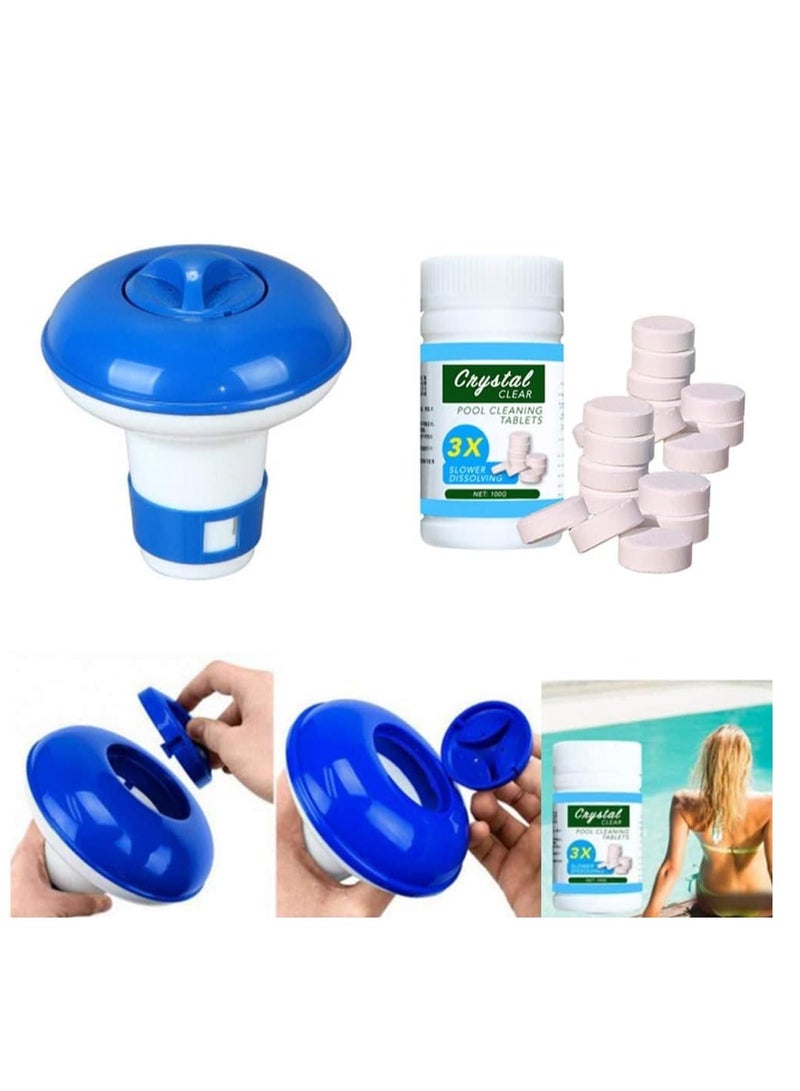 موزع تعقيم حمامات السباحة التلقائي + مجموعة أقراص فوارة لتنظيف حمامات السباحة - Image 2