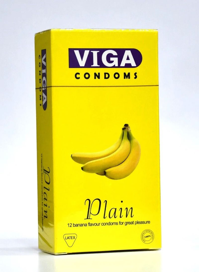 Pack Of 12 Banana Flavour Plain Condoms