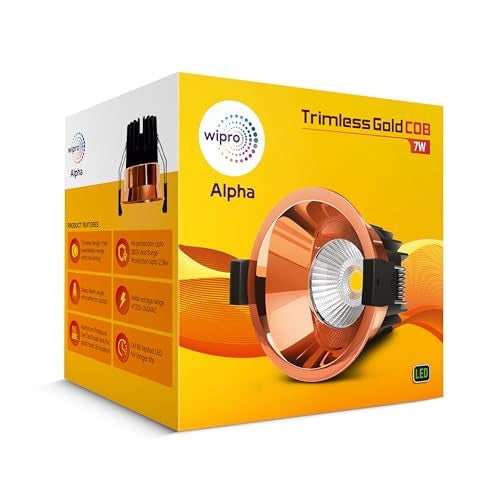 Wipro 7 Watt Alpha Trimless Gold E26 Medium LED COB | Warm White (2700K) | Aluminium PDC Heat Sink | Sharp Beam Angle with Reflector for Home, Office and Store Cabinet Display | Pack of 4 - Image 3