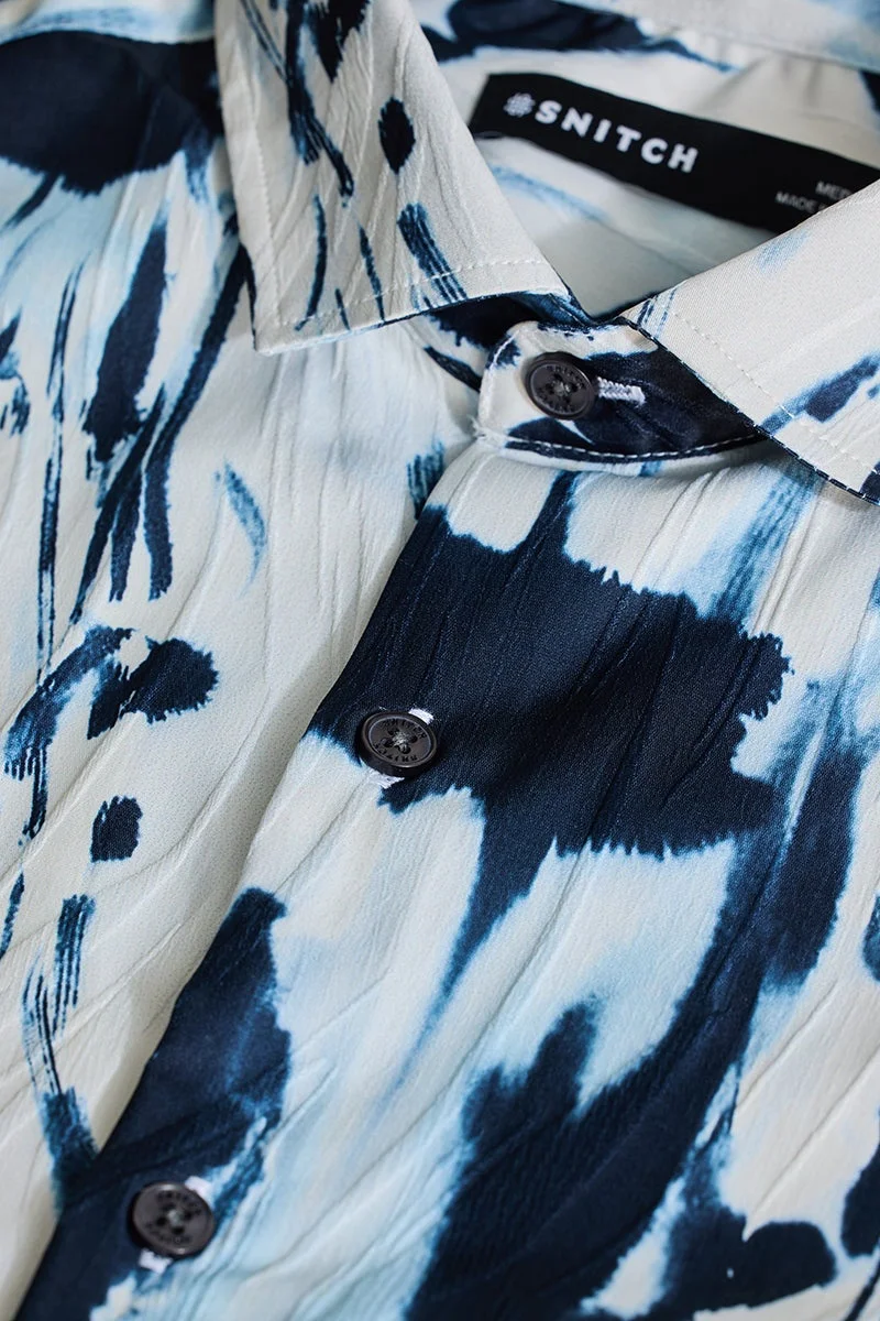 SNITCH Blue Textured Abstract Shirt