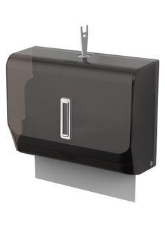 KASTWAVE Paper Towel Dispenser Wall Mount with Key Lock, Adhesive Multifold C-Fold Hand Towel Dispenser, for Office Bathroom Kitchen and Restaurant Disposable Hand Towels Wall Hangin, Black  - Image 1