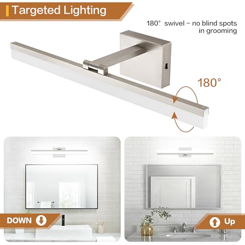 SOLFART 24 inch LED Vanity Lights Brushed Nickel Bathroom Light Fixture Bathroom Vanity Lights Over Mirror Vanity Lighting Fixtures 5 Color Temperature Dimmable Led Light Bar 5CCT - Image 5