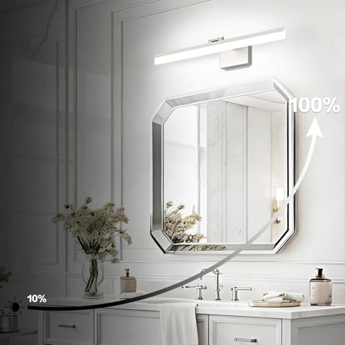 SOLFART 24 inch LED Vanity Lights Brushed Nickel Bathroom Light Fixture Bathroom Vanity Lights Over Mirror Vanity Lighting Fixtures 5 Color Temperature Dimmable Led Light Bar 5CCT - Image 4