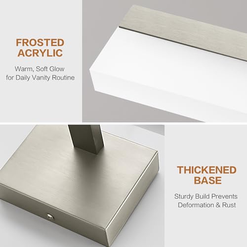 SOLFART 24 inch LED Vanity Lights Brushed Nickel Bathroom Light Fixture Bathroom Vanity Lights Over Mirror Vanity Lighting Fixtures 5 Color Temperature Dimmable Led Light Bar 5CCT - Image 2