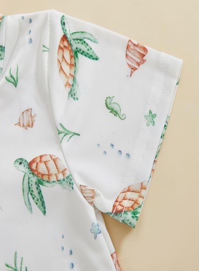 Brvxia Toddler Infant Baby Boys Swimsuit One Piece Zipper Rash Guard Sea Animal Print Bathing Suit Swimwear (White, 18-24 Months) - Image 5