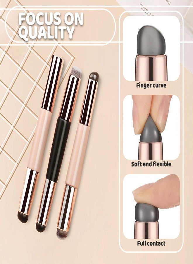 Roucerlin 3 Pieces Reusable Dual Ended Silicone Lip Brush with Cover, 2-in-1 Lip Mask Applicator with Concealer Makeup Brushes, Double Headed Balm Applicator Beauty Tool for Gloss Lipstick - Image 3