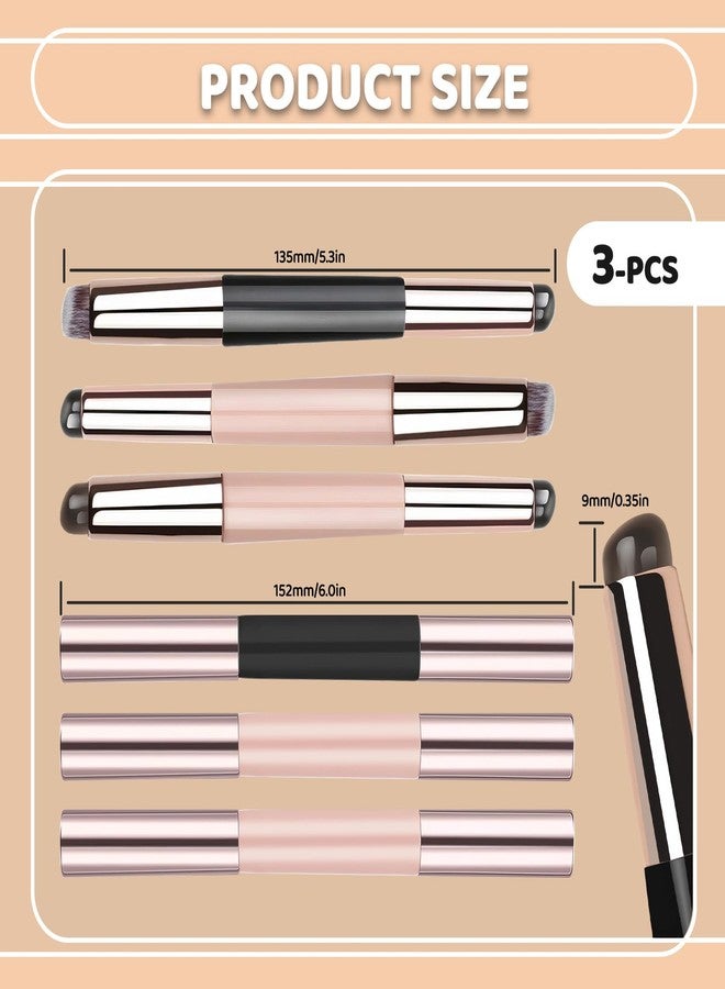 Roucerlin 3 Pieces Reusable Dual Ended Silicone Lip Brush with Cover, 2-in-1 Lip Mask Applicator with Concealer Makeup Brushes, Double Headed Balm Applicator Beauty Tool for Gloss Lipstick - Image 2